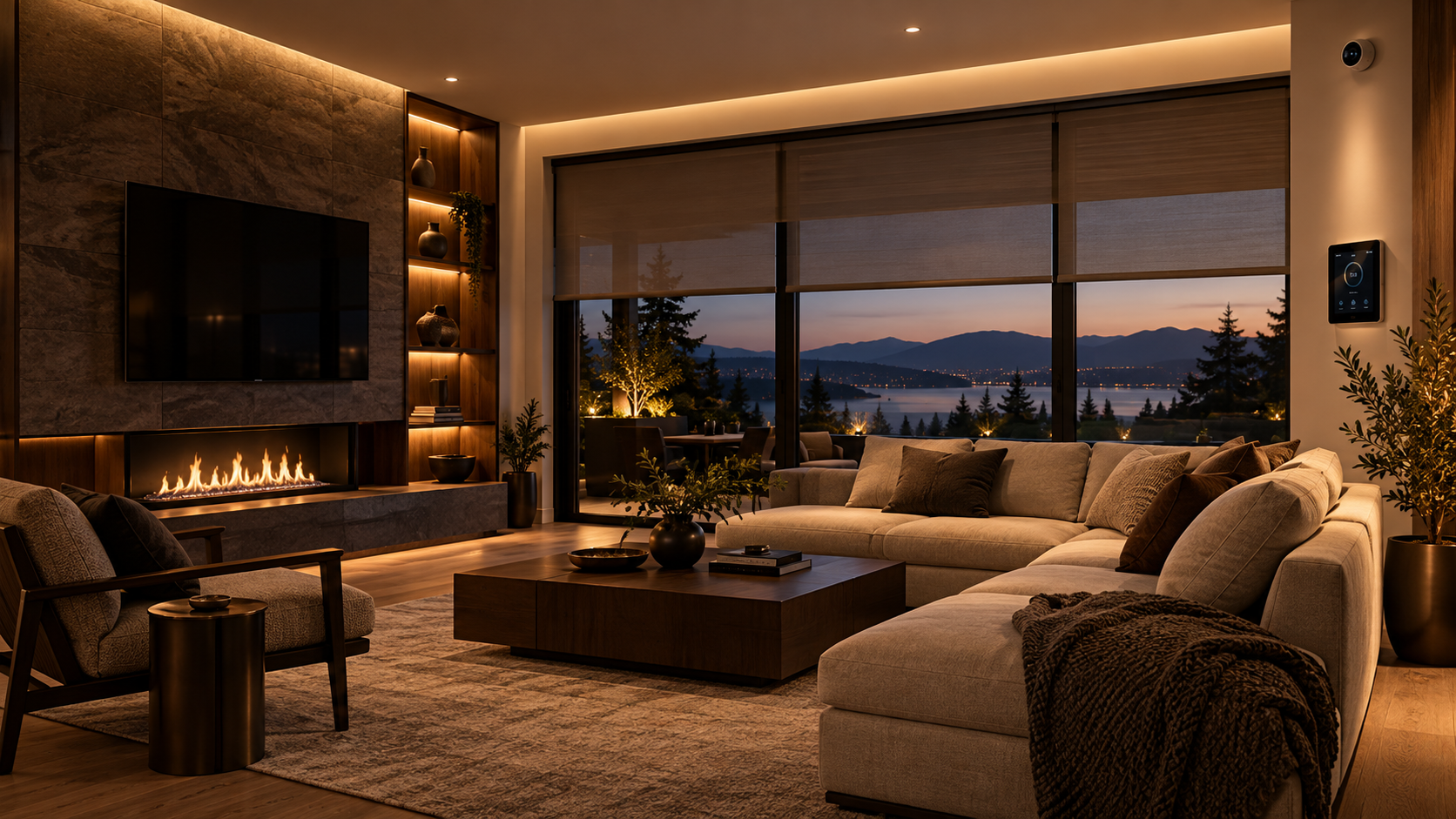 Smart-home technology integrated into a modern interior